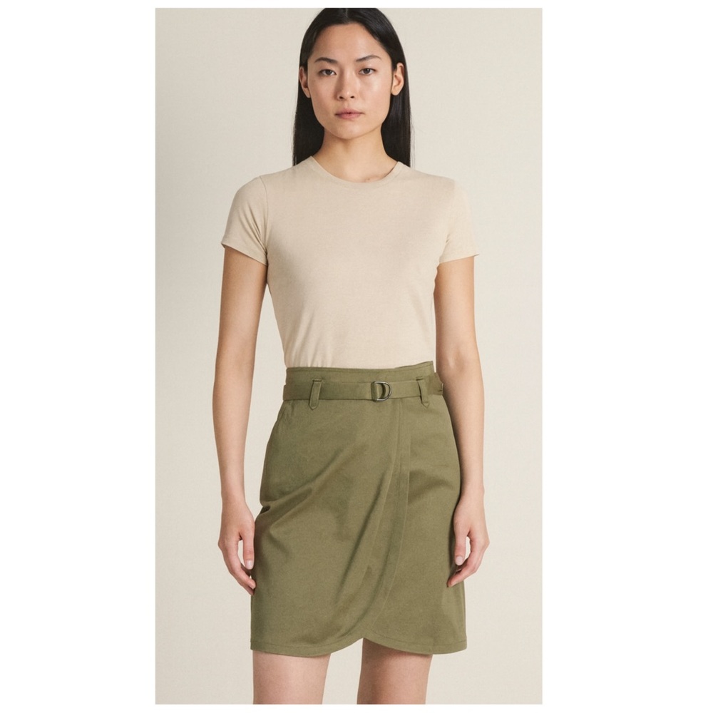 GERARD DAREL Women’s Size 40 / US 8 Khaki Green‎ Lara Faux Wrap Belted Skirt